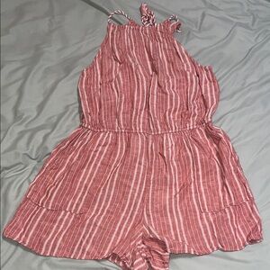 Old Navy Pink Striped Halter Romper